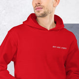 red unisex crew neck hoodie