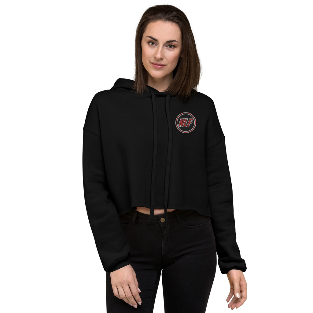 womens black cropped hoodie
